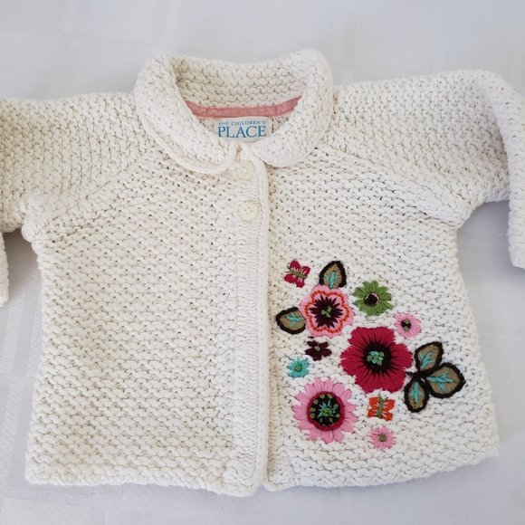 The Children's Place Knit Sweater W/Embroidered Flowers 3-6 Months - Picture 4 of 9